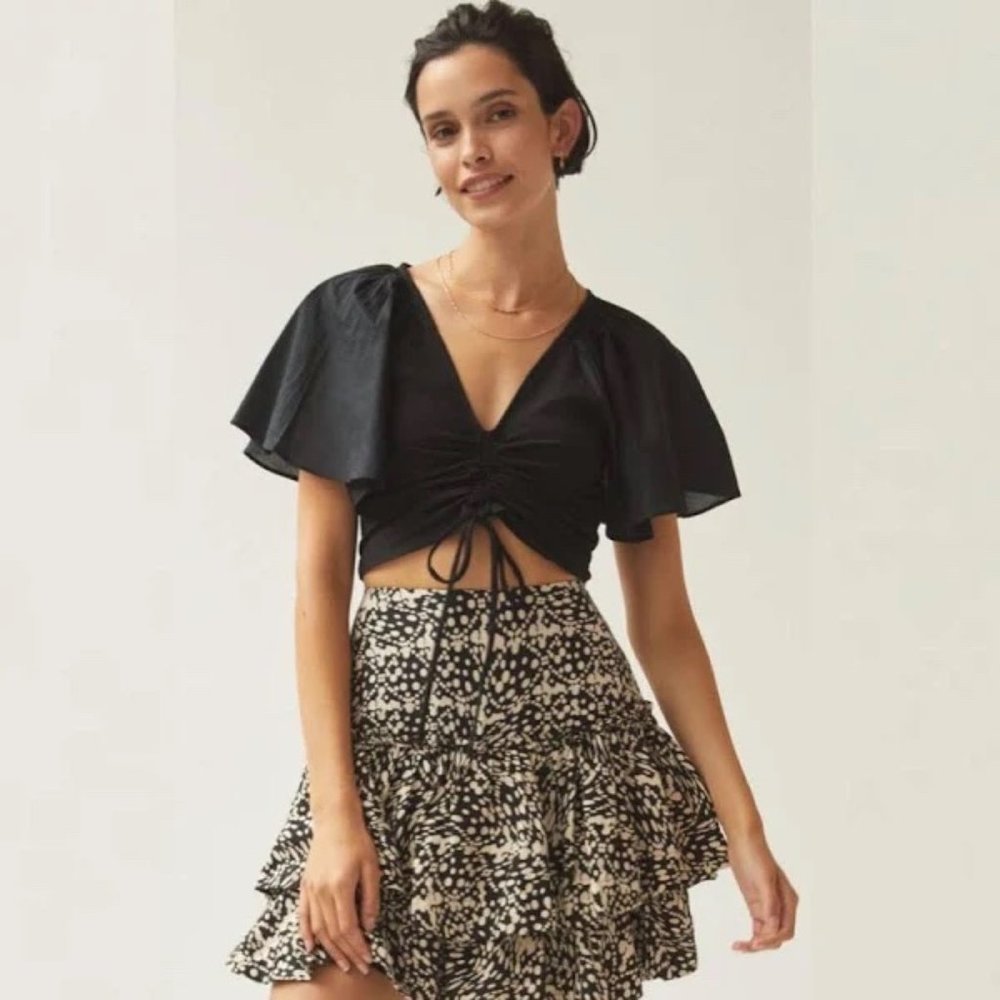 Maeve cinched flutter sleeve top